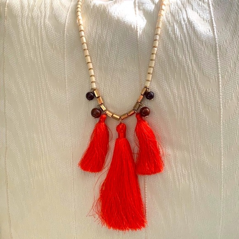 Beaded Necklace with Tassels